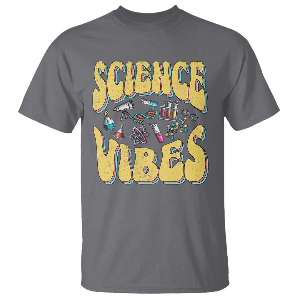 Science Vibes Back To School Retro Groovy Teacher T Shirt TS09 Charcoal Print Your Wear