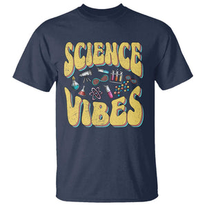 Science Vibes Back To School Retro Groovy Teacher T Shirt TS09 Navy Print Your Wear