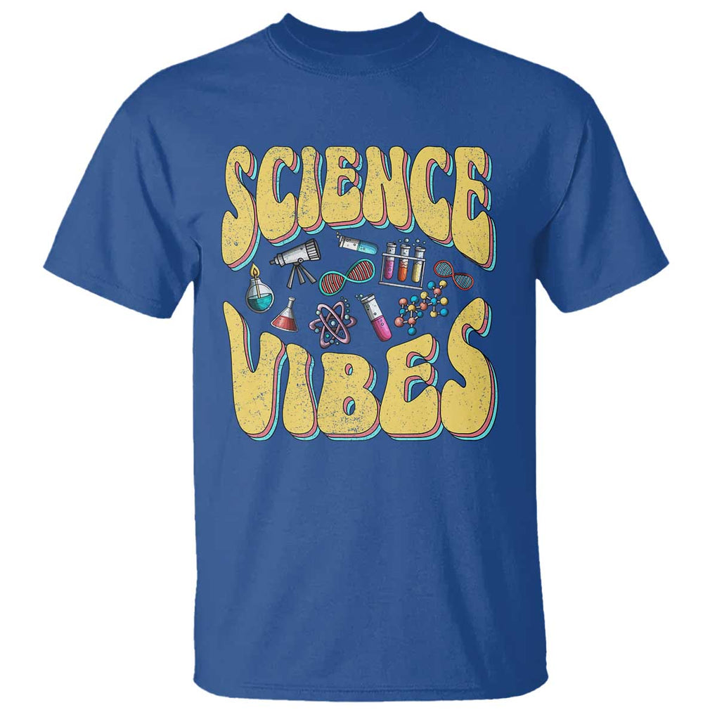 Science Vibes Back To School Retro Groovy Teacher T Shirt TS09 Royal Blue Print Your Wear