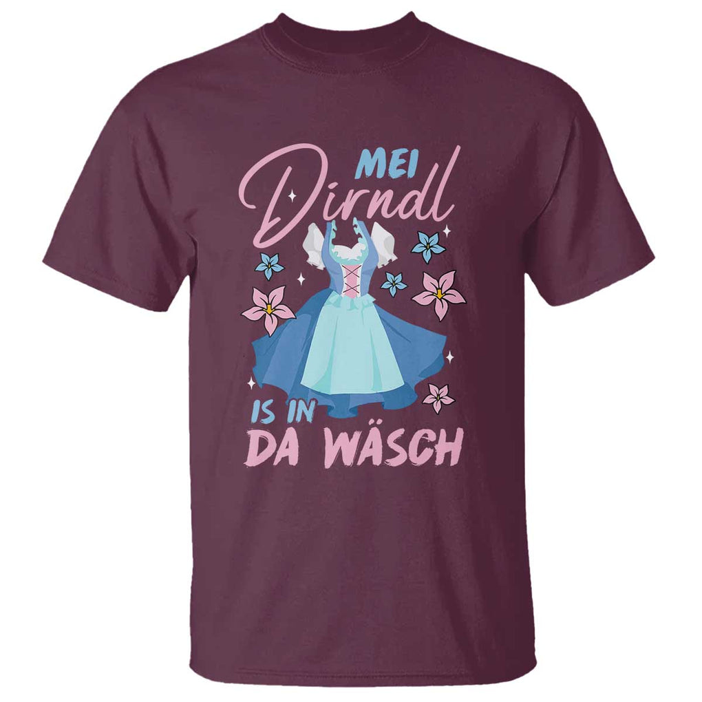 Oktoberfest T Shirt Mei Dirndl In Da Wasch German Girls Women TS09 Maroon Print Your Wear