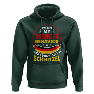 Oktoberfest Hoodie On My Wurst Behavior I Dont Give A Schnitzel German Beer TS09 Dark Forest Green Print Your Wear