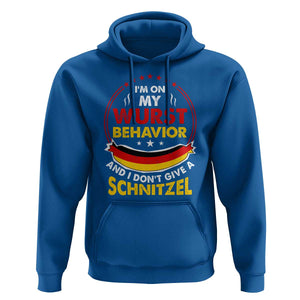 Oktoberfest Hoodie On My Wurst Behavior I Dont Give A Schnitzel German Beer TS09 Royal Blue Print Your Wear