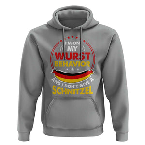 Oktoberfest Hoodie On My Wurst Behavior I Dont Give A Schnitzel German Beer TS09 Sport Gray Print Your Wear