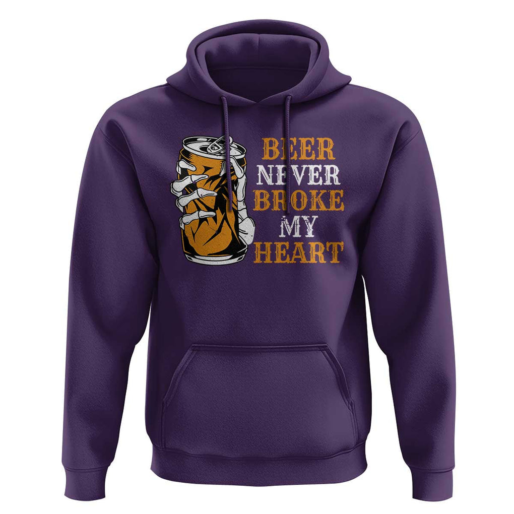 Funny Beer Lover Hoodie Beer Never Broke My Heart TS09 Purple Print Your Wear