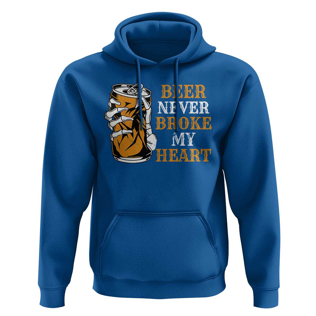 Funny Beer Lover Hoodie Beer Never Broke My Heart TS09 Royal Blue Print Your Wear