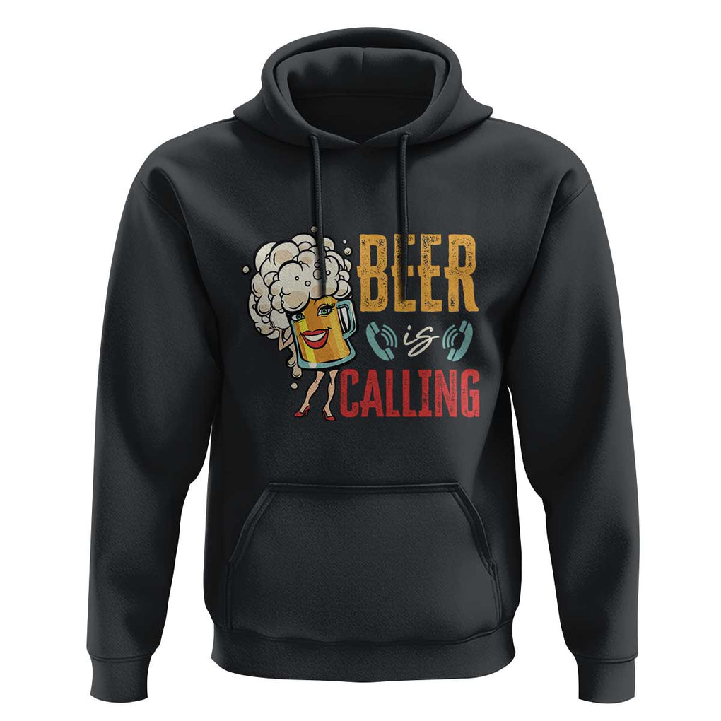 Funny Beer Is Calling Hoodie TS09 Black Print Your Wear