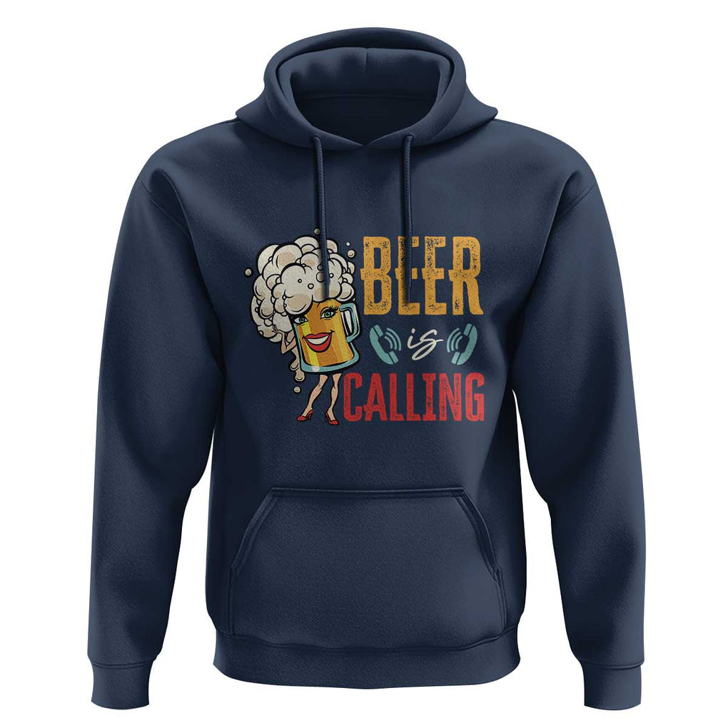 Funny Beer Is Calling Hoodie TS09 Navy Print Your Wear