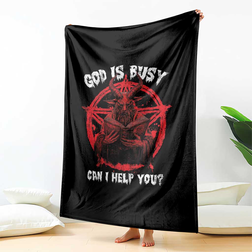 Satan Throw Blanket God Is Busy Can I Help You Baphomet Satanic Goat TS09 Print Your Wear