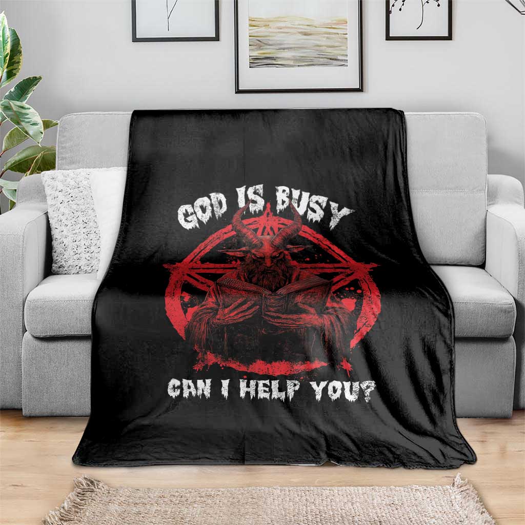 Satan Throw Blanket God Is Busy Can I Help You Baphomet Satanic Goat TS09 Print Your Wear