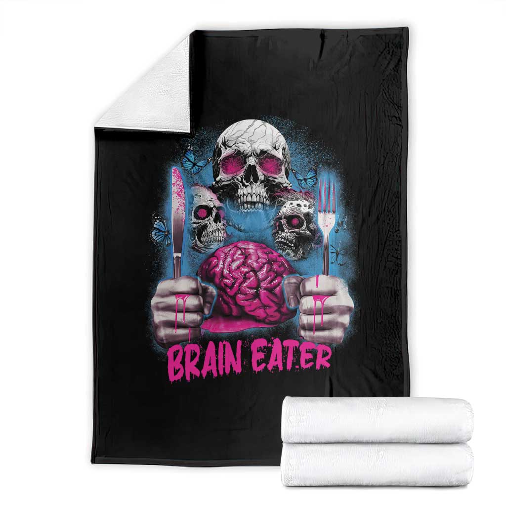 Horror Zombie Throw Blanket Braineater Eat Brain Scary Creepy Halloween TS09 Black Print Your Wear