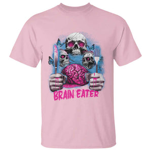 Horror Zombie T Shirt Braineater Eat Brain Scary Creepy Halloween TS09 Light Pink Print Your Wear