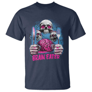 Horror Zombie T Shirt Braineater Eat Brain Scary Creepy Halloween TS09 Navy Print Your Wear
