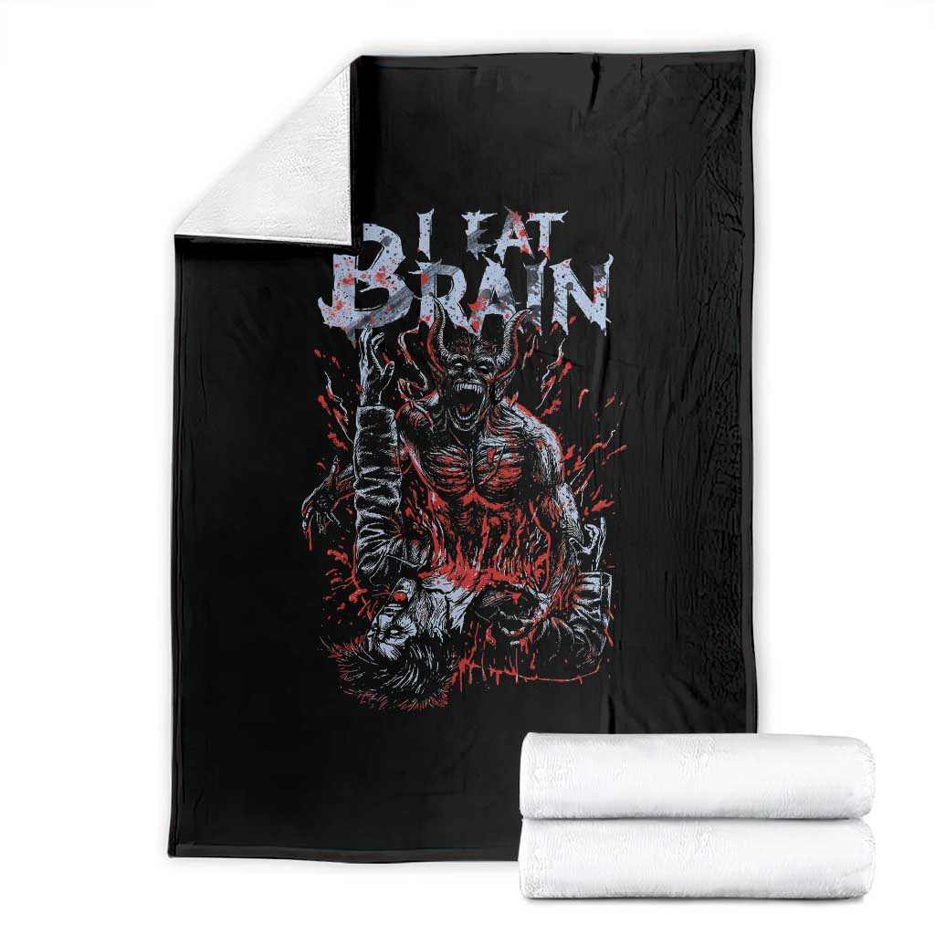 Horror Halloween Throw Blanket Braineater Eat Brain Scary Satan Demon TS09 Black Print Your Wear