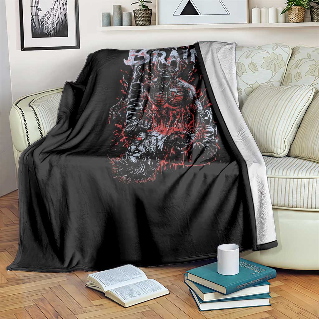 Horror Halloween Throw Blanket Braineater Eat Brain Scary Satan Demon TS09 Print Your Wear