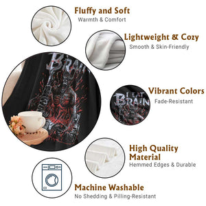 Horror Halloween Throw Blanket Braineater Eat Brain Scary Satan Demon TS09 Print Your Wear