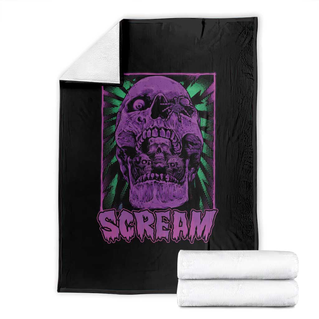 Horror Halloween Throw Blanket Scream Creepy Skull TS09 Black Print Your Wear