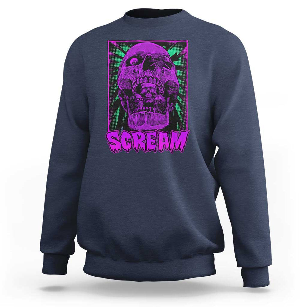 Horror Halloween Sweatshirt Scream Creepy Skull TS09 Navy Print Your Wear