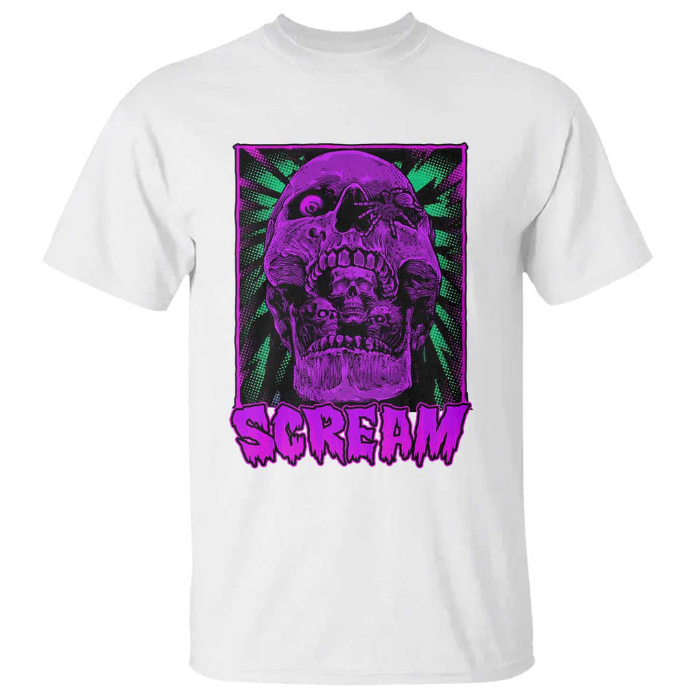 Horror Halloween T Shirt Scream Creepy Skull TS09 White Print Your Wear