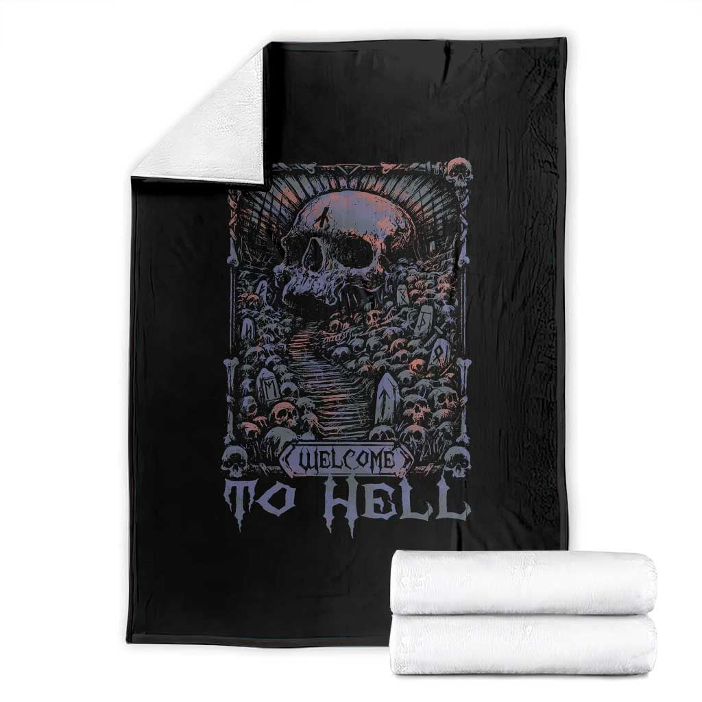 Horror Halloween Throw Blanket Welcome To Hell Creepy Skull TS09 Black Print Your Wear