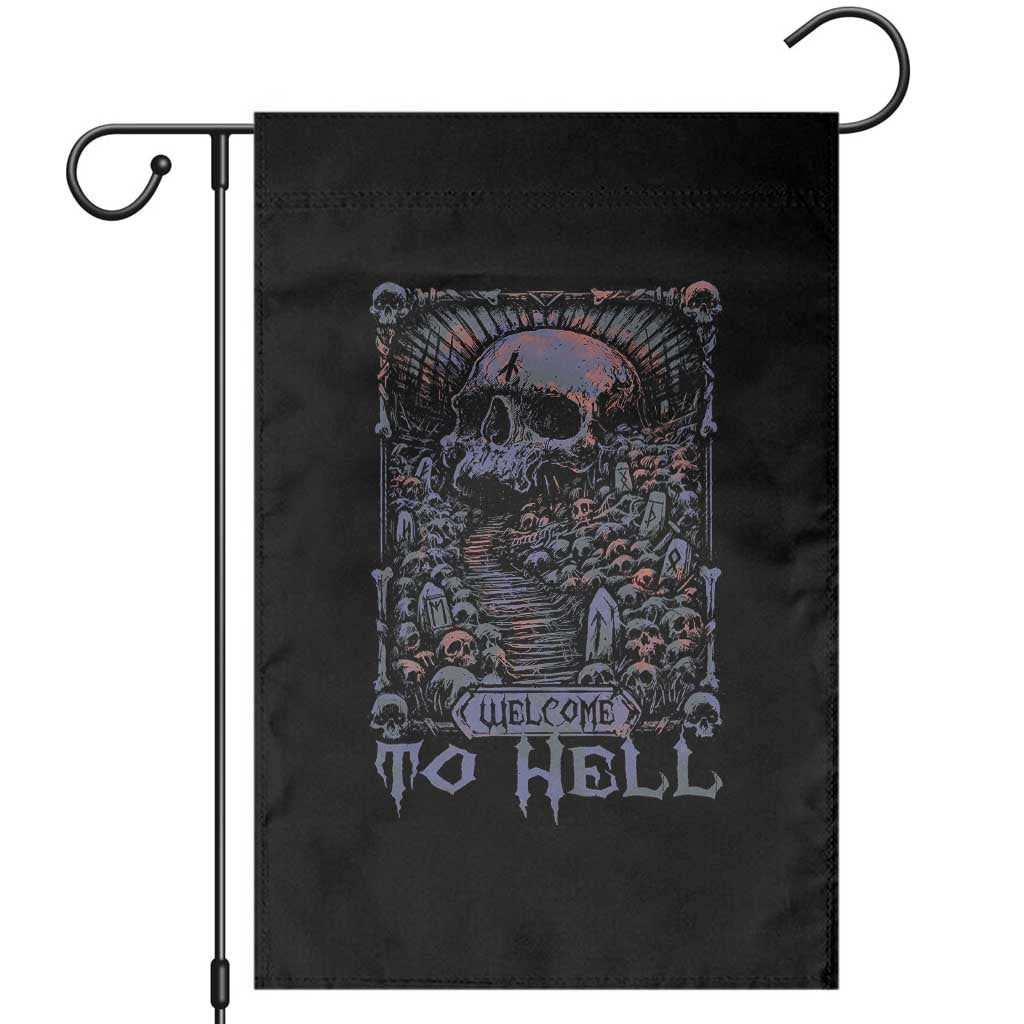 Horror Halloween Garden Flag Welcome To Hell Creepy Skull TS09 Black Print Your Wear