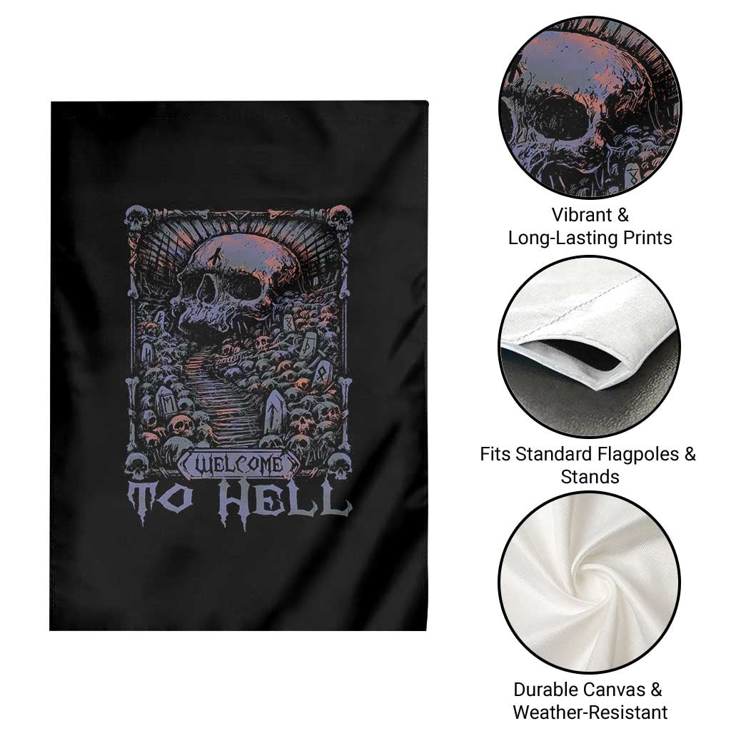 Horror Halloween Garden Flag Welcome To Hell Creepy Skull TS09 Print Your Wear