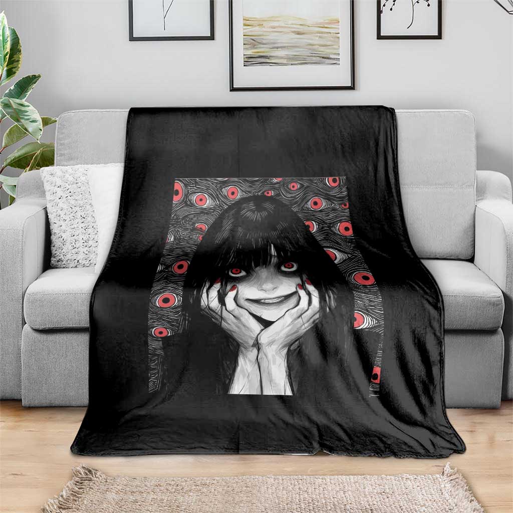 Horror Anime Girl Manga Creepy Halloween Throw Blanket TS09 Print Your Wear