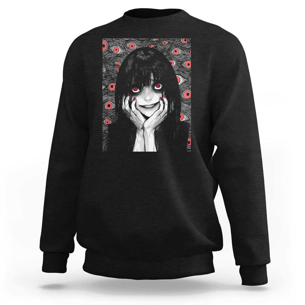 Horror Anime Girl Manga Creepy Halloween Sweatshirt TS09 Black Print Your Wear