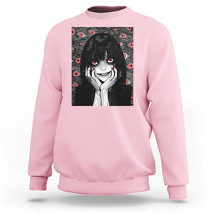 Horror Anime Girl Manga Creepy Halloween Sweatshirt TS09 Light Pink Print Your Wear