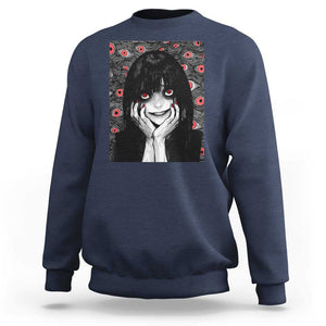 Horror Anime Girl Manga Creepy Halloween Sweatshirt TS09 Navy Print Your Wear