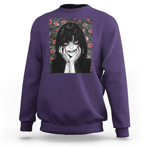 Horror Anime Girl Manga Creepy Halloween Sweatshirt TS09 Purple Print Your Wear