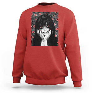 Horror Anime Girl Manga Creepy Halloween Sweatshirt TS09 Red Print Your Wear