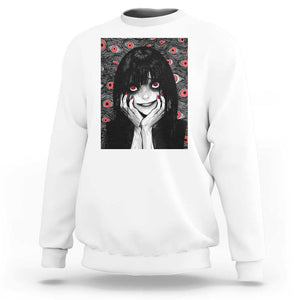 Horror Anime Girl Manga Creepy Halloween Sweatshirt TS09 White Print Your Wear