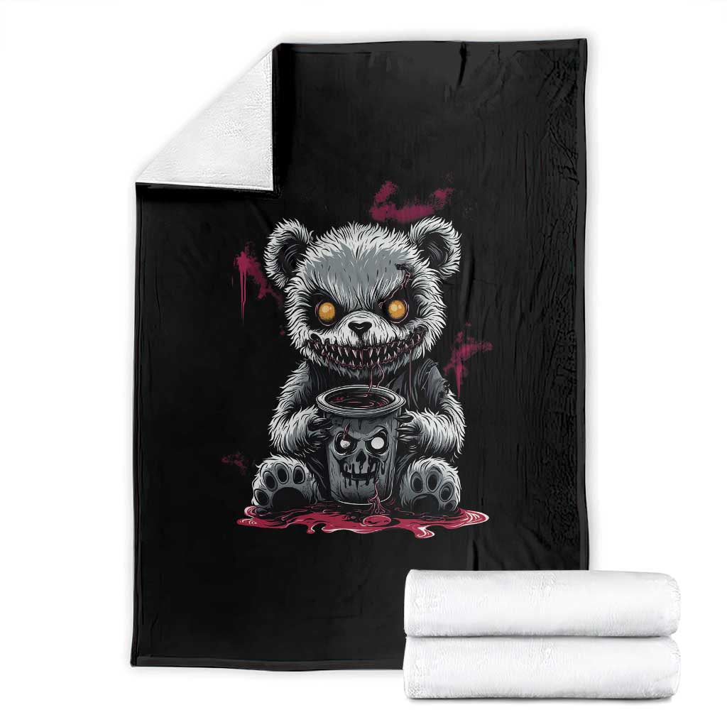 Emo Bear Coffee Creepy Halloween Throw Blanket TS09 Black Print Your Wear
