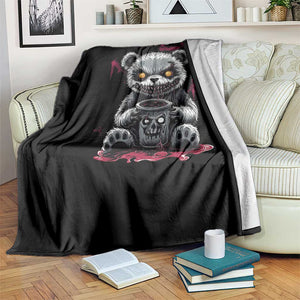 Emo Bear Coffee Creepy Halloween Throw Blanket TS09 Print Your Wear