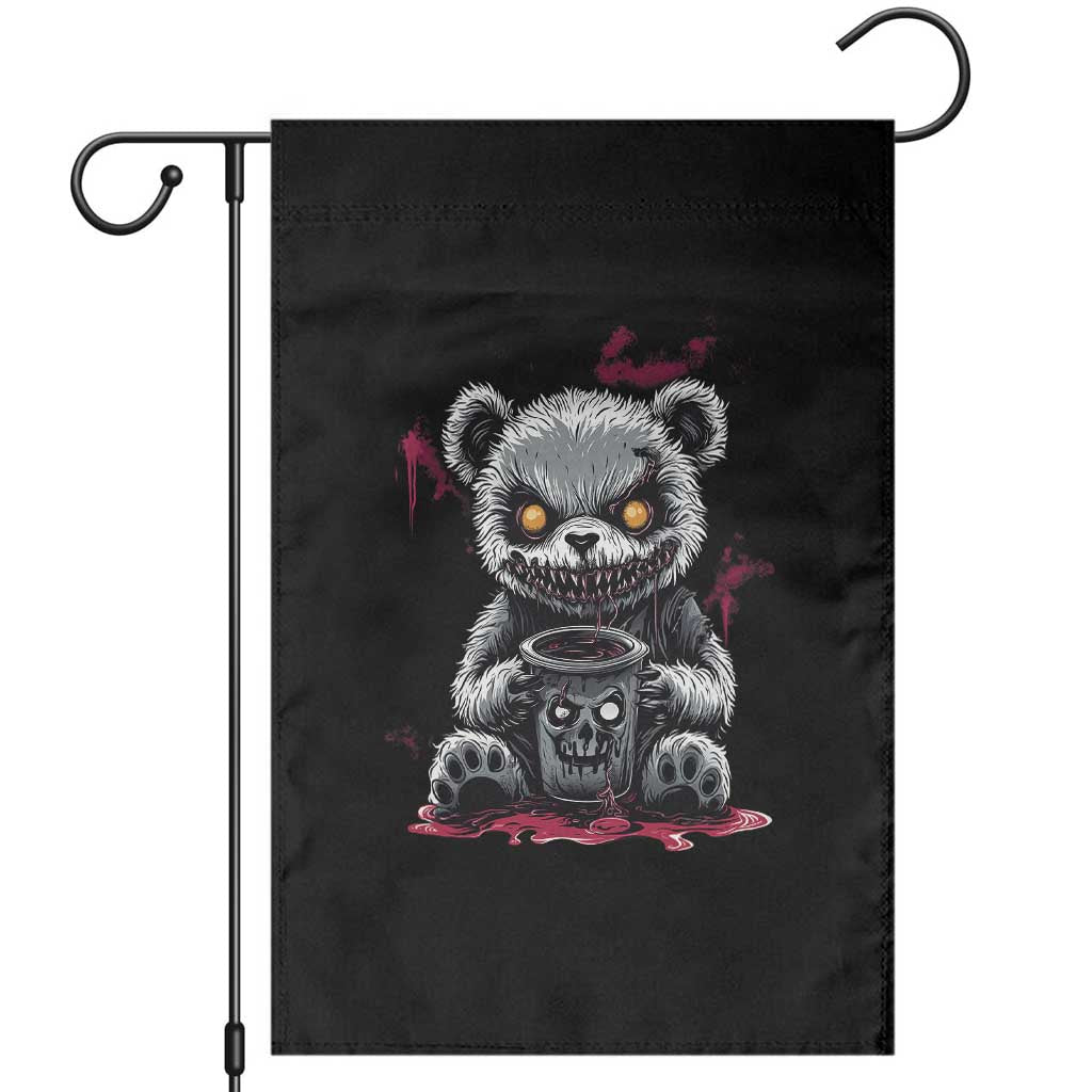 Emo Bear Coffee Creepy Halloween Garden Flag TS09 Black Print Your Wear