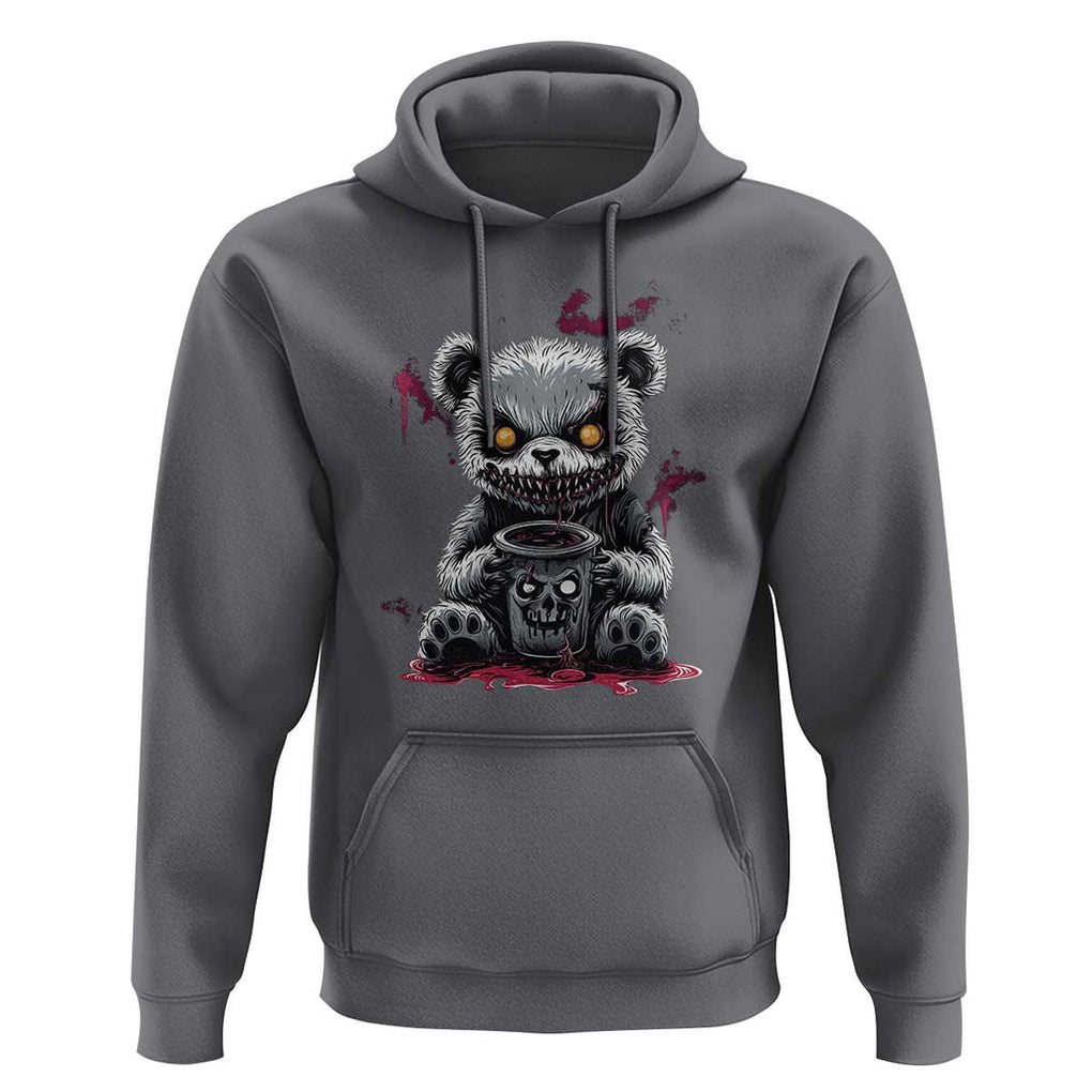 Emo Bear Coffee Creepy Halloween Hoodie TS09 Charcoal Print Your Wear