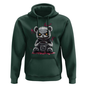 Emo Bear Coffee Creepy Halloween Hoodie TS09 Dark Forest Green Print Your Wear