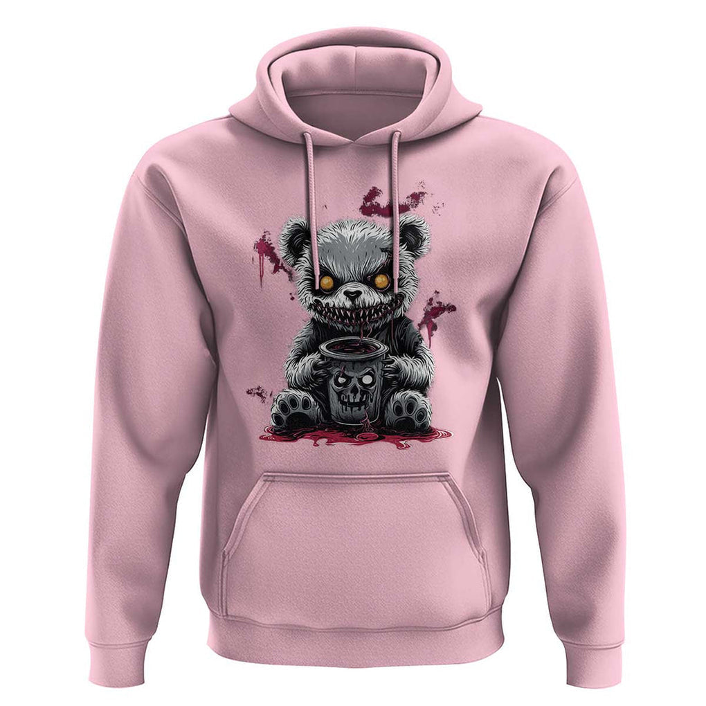 Emo Bear Coffee Creepy Halloween Hoodie TS09 Light Pink Print Your Wear