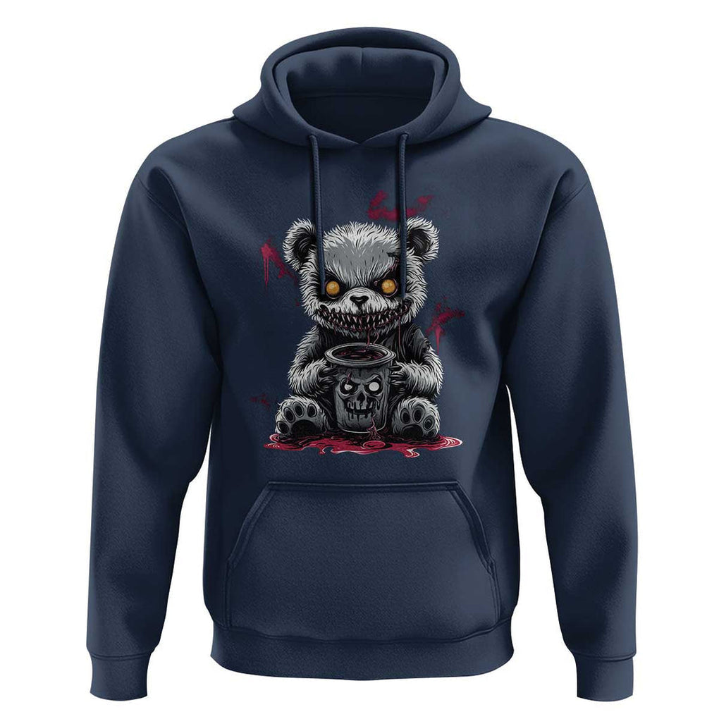 Emo Bear Coffee Creepy Halloween Hoodie TS09 Navy Print Your Wear