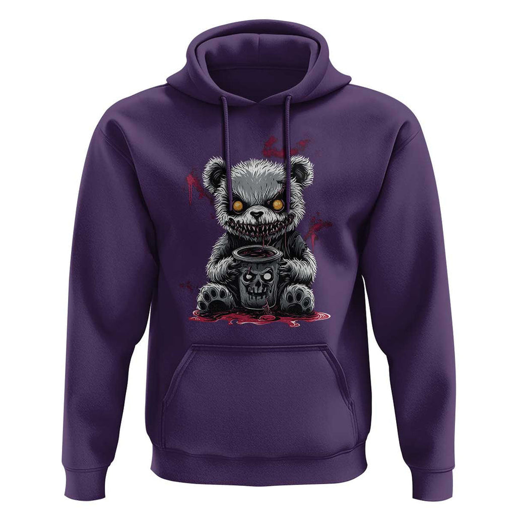 Emo Bear Coffee Creepy Halloween Hoodie TS09 Purple Print Your Wear