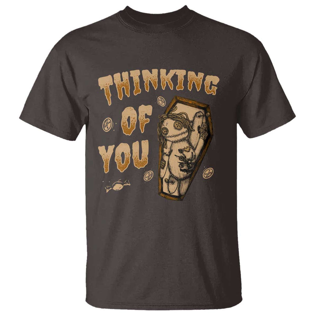 Voodoo Doll T Shirt Thinking Of You Horror Halloween TS09 Dark Chocolate Print Your Wear