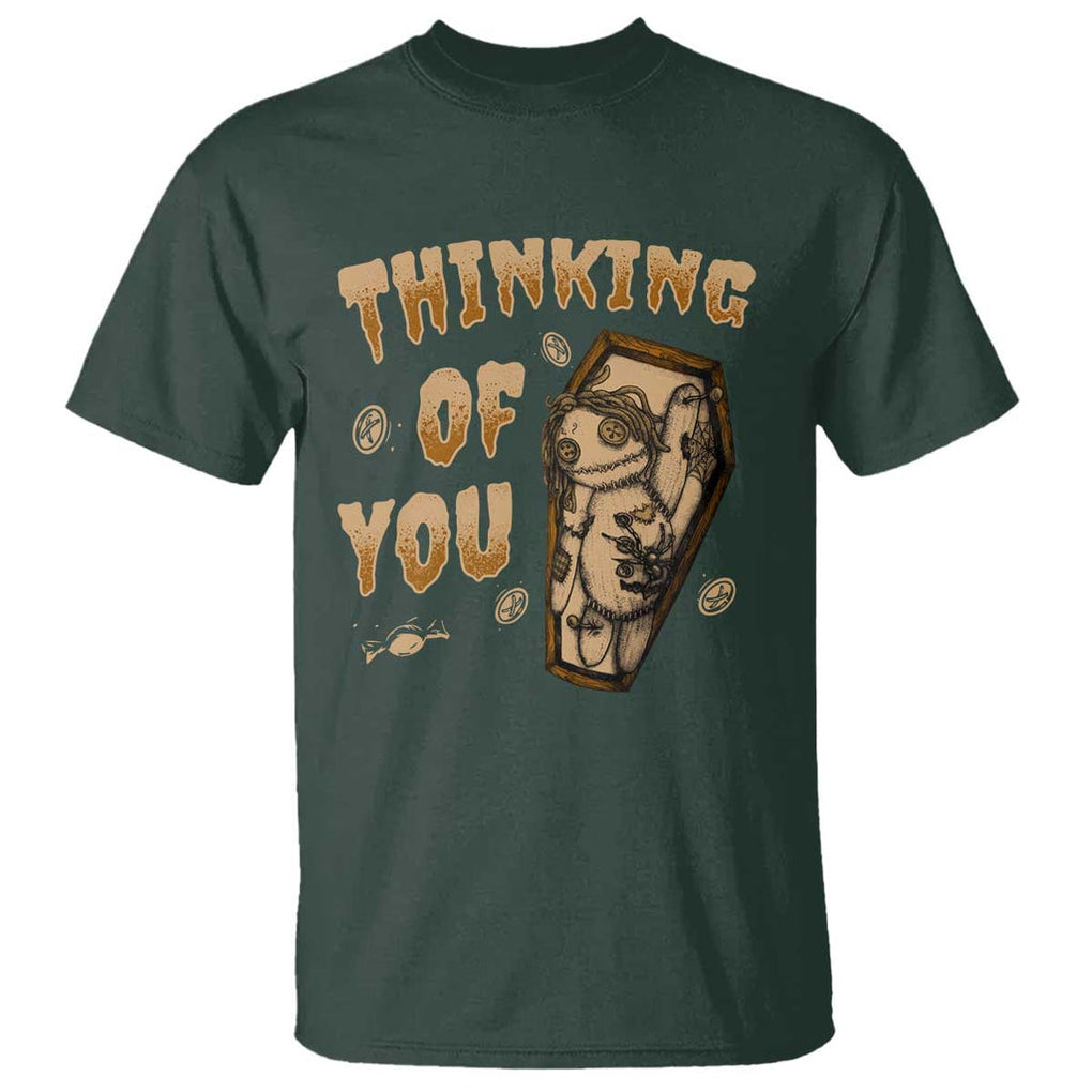 Voodoo Doll T Shirt Thinking Of You Horror Halloween TS09 Dark Forest Green Print Your Wear