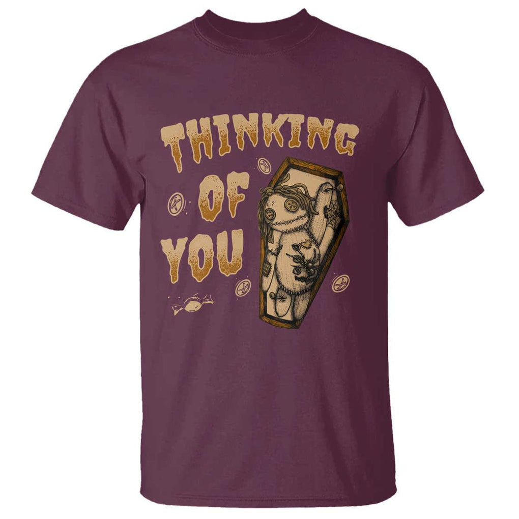 Voodoo Doll T Shirt Thinking Of You Horror Halloween TS09 Maroon Print Your Wear