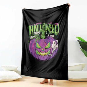 Funny Halloween Throw Blanket Halloweed Pumpkin Weed Cannabis Smoking TS09 Print Your Wear