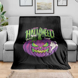 Funny Halloween Throw Blanket Halloweed Pumpkin Weed Cannabis Smoking TS09 Print Your Wear