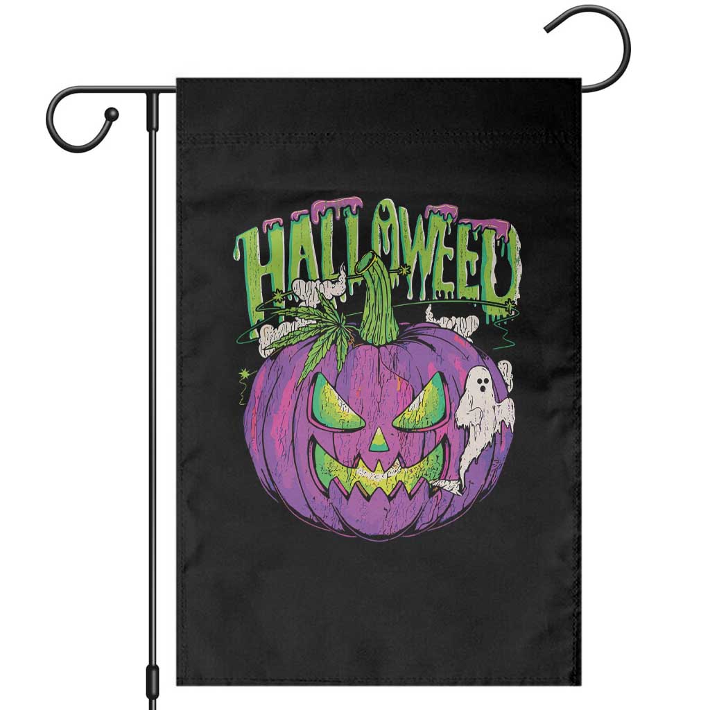 Funny Halloween Garden Flag Halloweed Pumpkin Weed Cannabis Smoking TS09 Black Print Your Wear