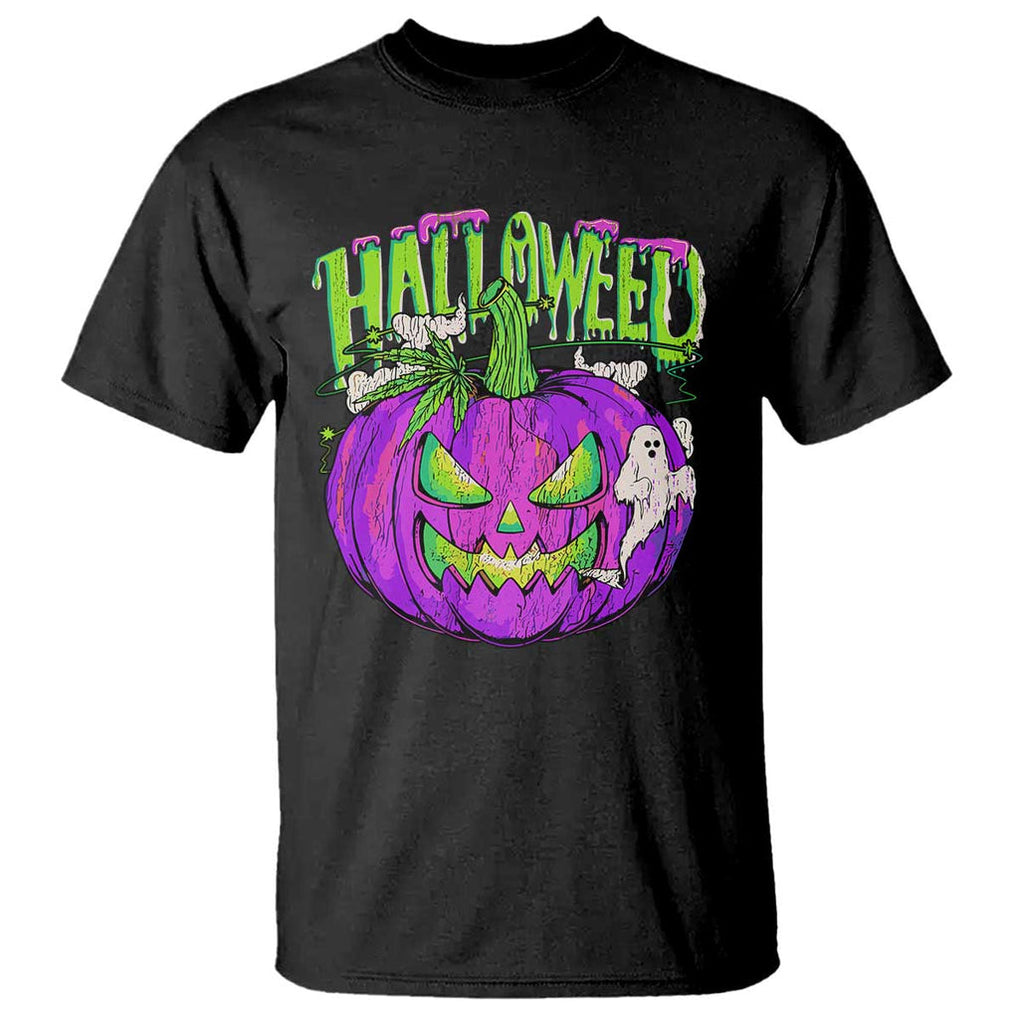 Funny Halloween T Shirt Halloweed Pumpkin Weed Cannabis Smoking TS09 Black Print Your Wear
