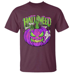 Funny Halloween T Shirt Halloweed Pumpkin Weed Cannabis Smoking TS09 Maroon Print Your Wear