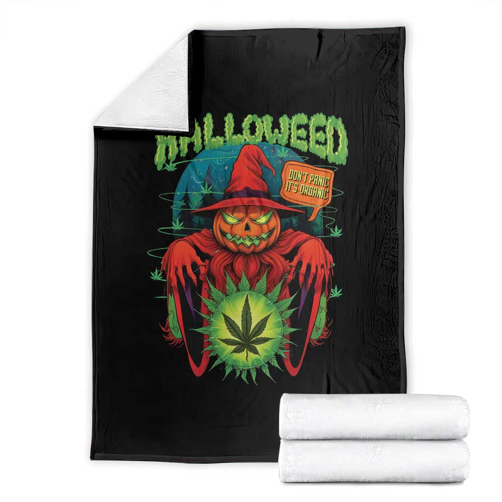 Funny Halloween Throw Blanket Happy Halloweed Pumpkin Witch Weed Cannabis Smoking TS09 Black Print Your Wear
