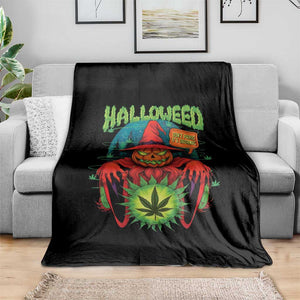 Funny Halloween Throw Blanket Happy Halloweed Pumpkin Witch Weed Cannabis Smoking TS09 Print Your Wear